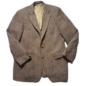 Stanley Blacker Herringbone Harris Tweed Scottish Wool Jacket Sport Coat 44R VTG